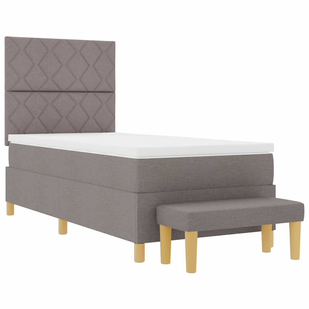 vidaXL Κρεβάτι με ελατήρια με κεφαλάρι Taupe 90 x 200 cm ύφασμα