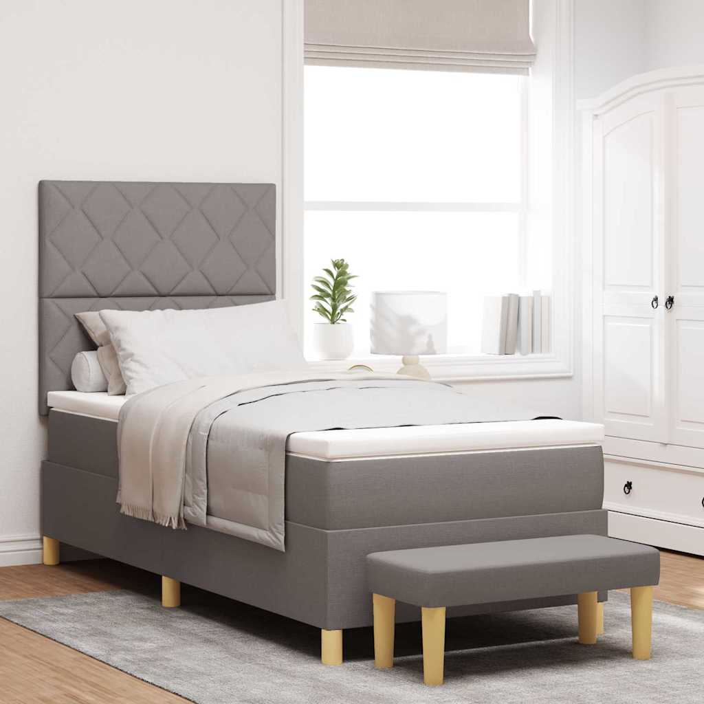 vidaXL Κρεβάτι με ελατήρια με κεφαλάρι Taupe 100 x 200 cm ύφασμα