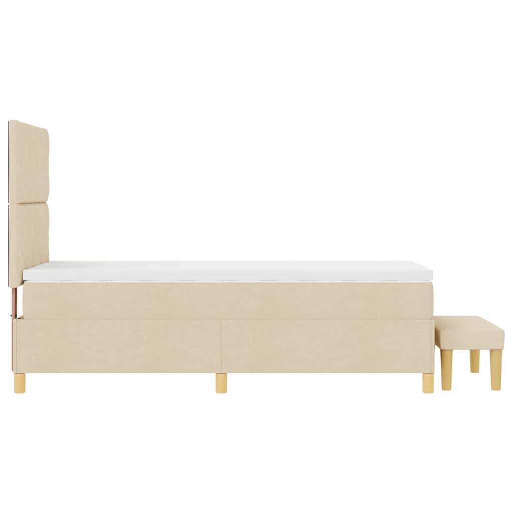 vidaXL Κρεβάτι με ελατήρια με μαξιλάρι Κρεμ 200 x 100 cm ύφασμα