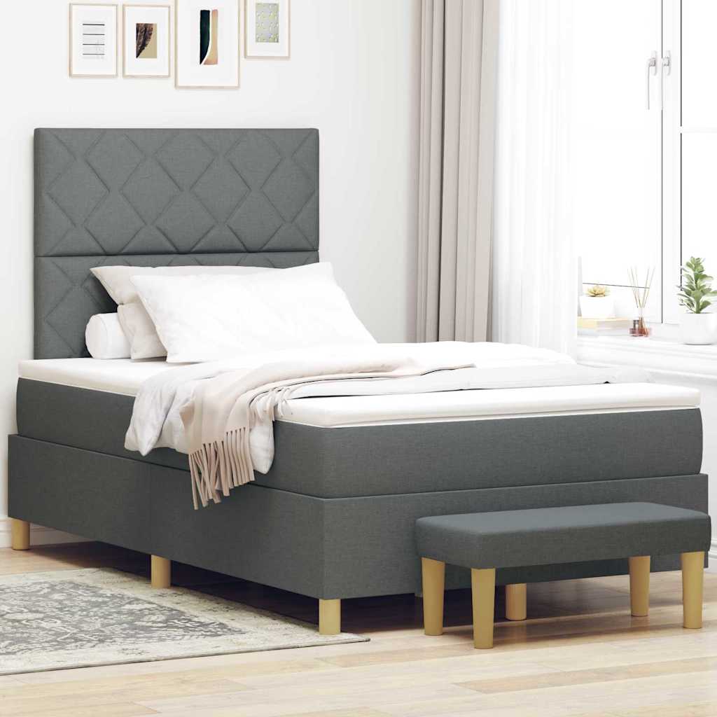 vidaXL Κρεβάτι με ελατήρια Σκούρο γκρι 200 x 120 εκατοστά ύφασμα