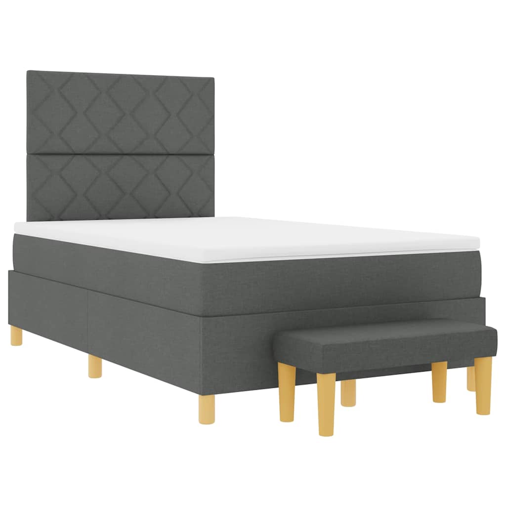 vidaXL Κρεβάτι με ελατήρια Σκούρο γκρι 200 x 120 εκατοστά ύφασμα