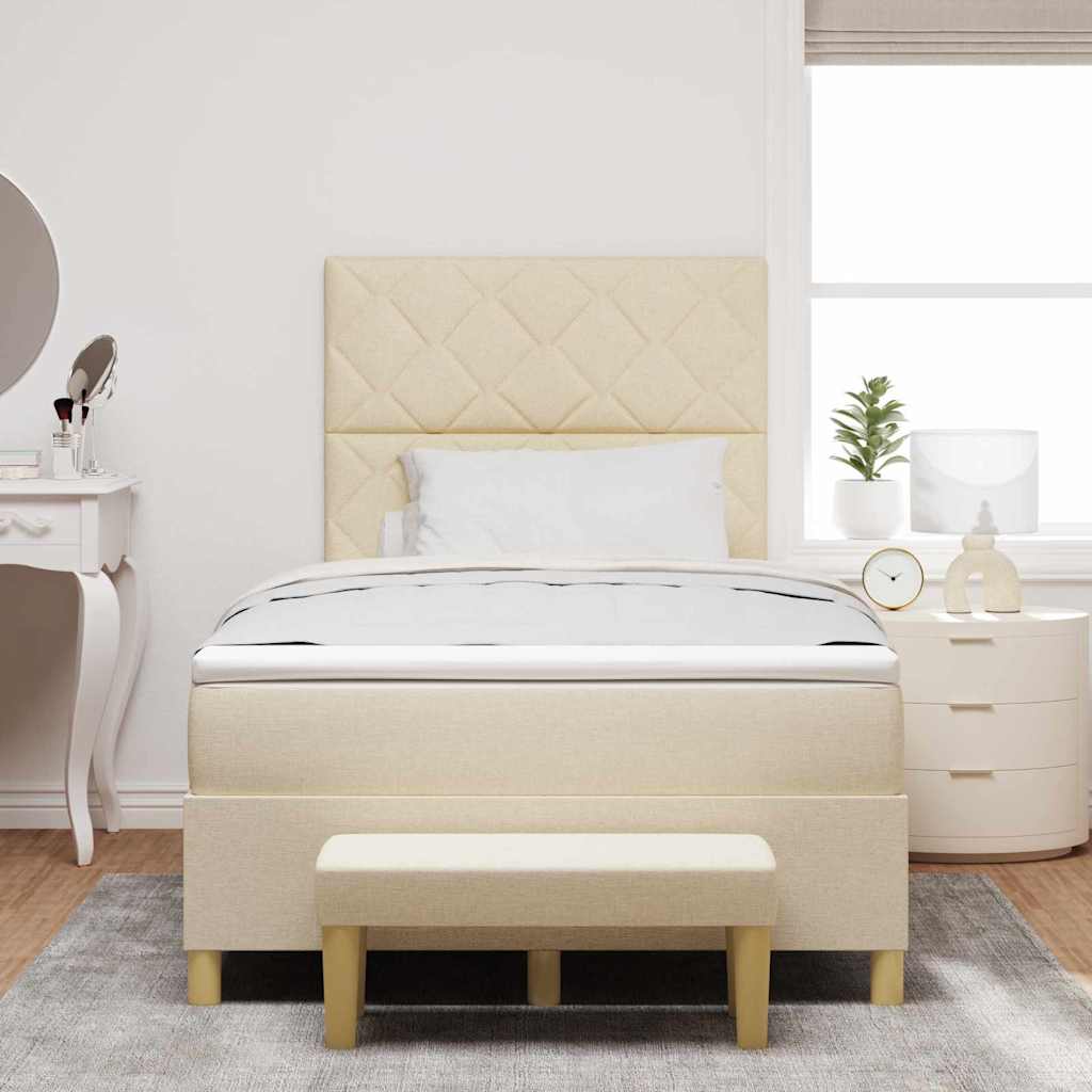 vidaXL Κρεβάτι με ελατήρια με κεφαλάρι Κρεμ 200 x 120 εκατοστά ύφασμα