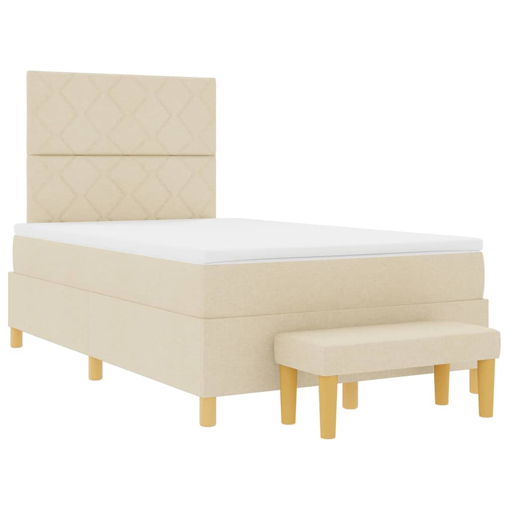 vidaXL Κρεβάτι με ελατήρια με κεφαλάρι Κρεμ 200 x 120 εκατοστά ύφασμα
