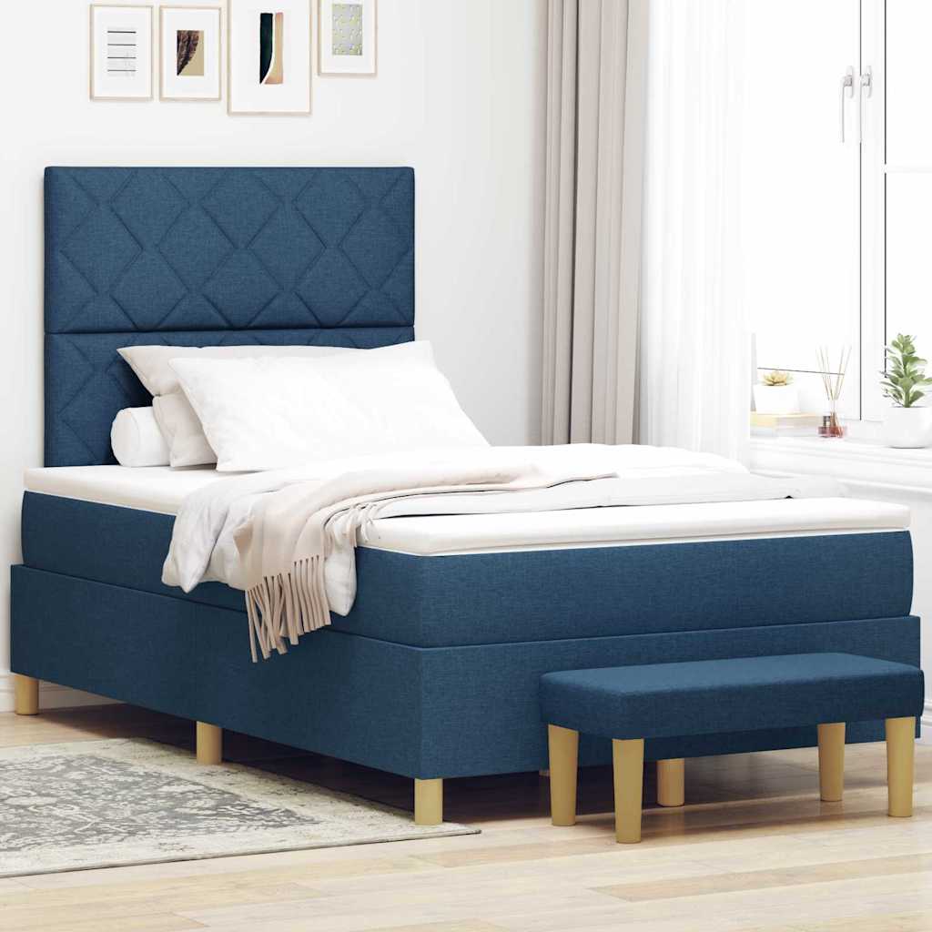 vidaXL Κρεβάτι με ελατήρια με μαξιλάρι Μπλε 200 x 120 εκατοστά ύφασμα