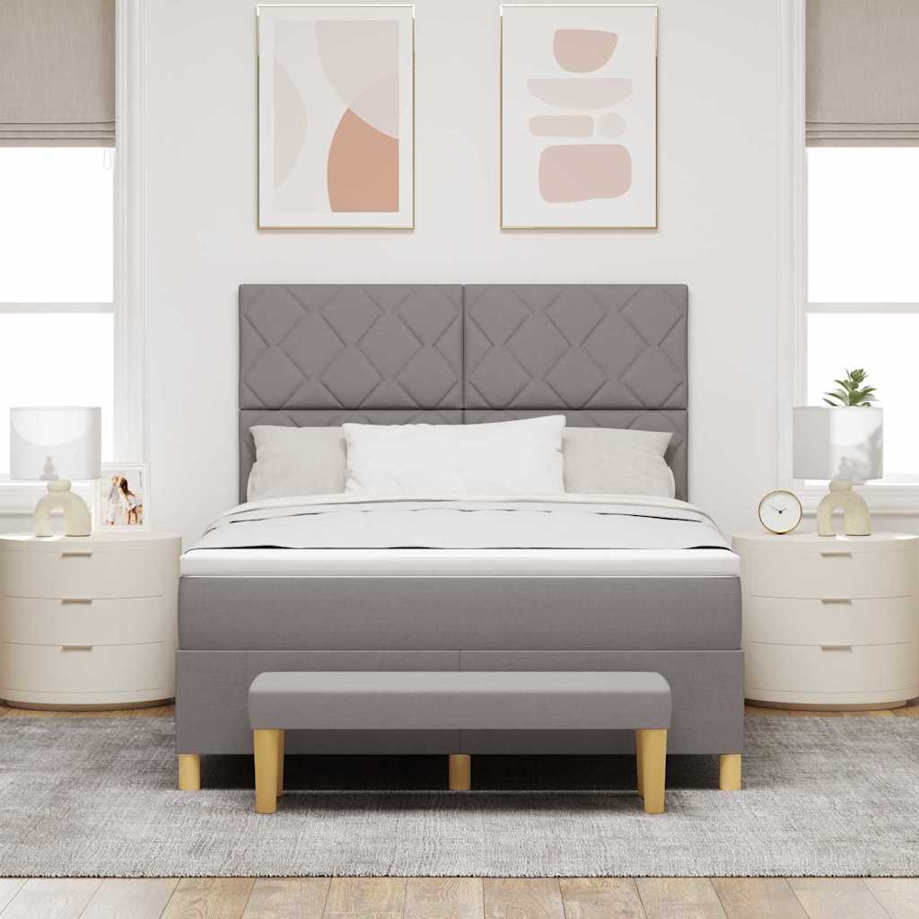 vidaXL Κρεβάτι με ελατήρια με μαξιλάρι Taupe 140 x 190 cm ύφασμα
