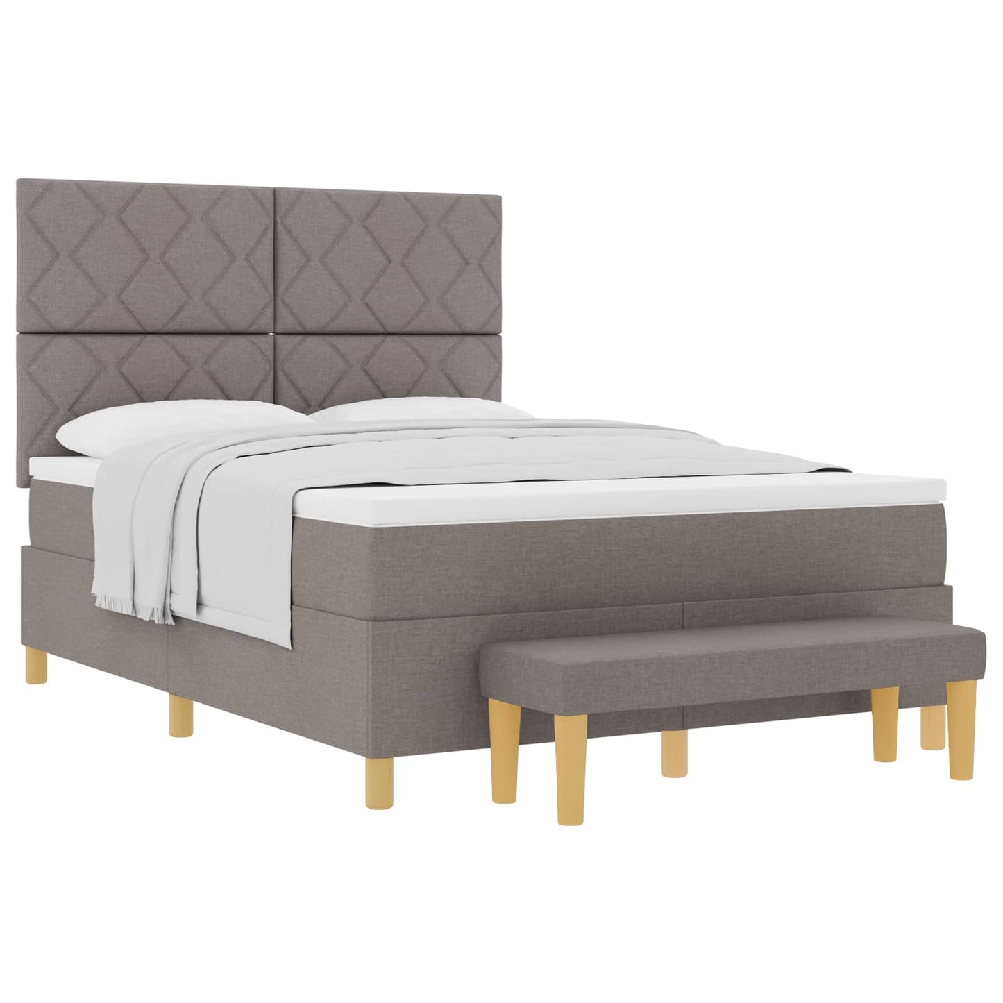 vidaXL Κρεβάτι με ελατήρια με μαξιλάρι Taupe 140 x 190 cm ύφασμα