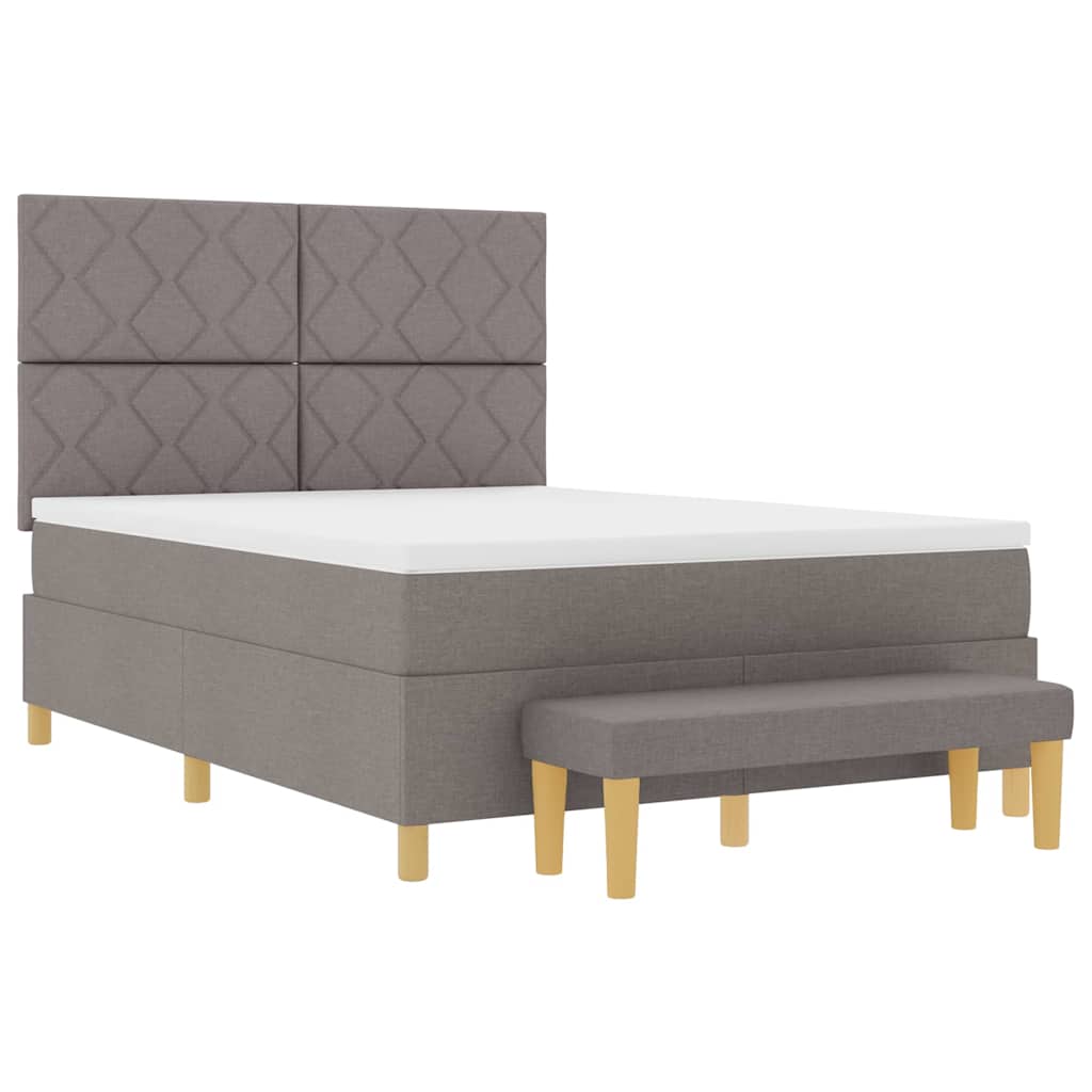 vidaXL Κρεβάτι με ελατήρια με μαξιλάρι Taupe 140 x 190 cm ύφασμα