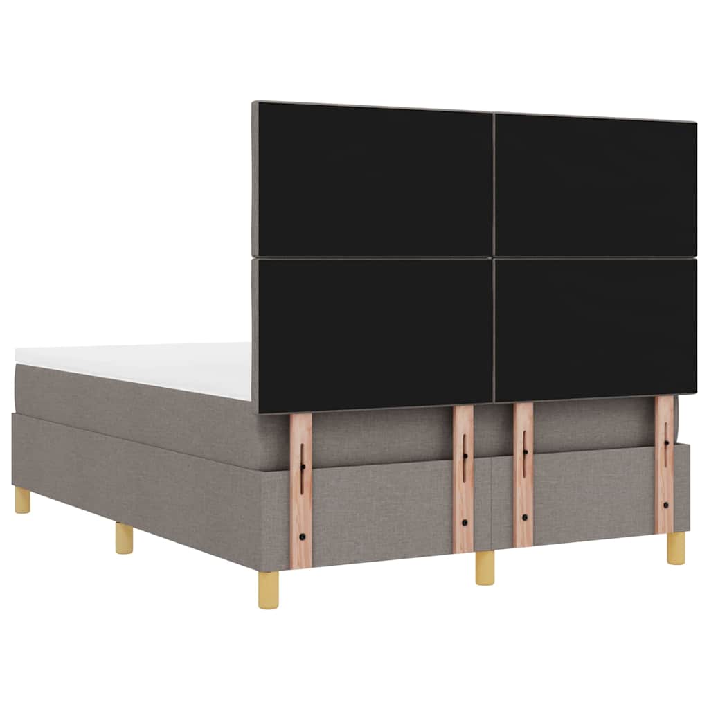 vidaXL Κρεβάτι με ελατήρια με μαξιλάρι Taupe 140 x 190 cm ύφασμα
