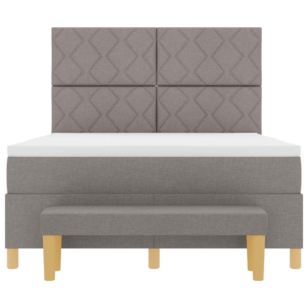 vidaXL Κρεβάτι με ελατήρια με μαξιλάρι Taupe 140 x 190 cm ύφασμα