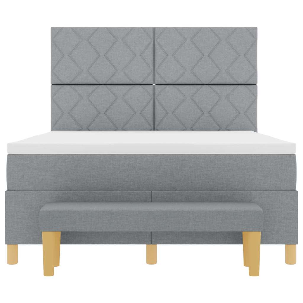 vidaXL Κρεβάτι με ελατήρια Ανοιχτό γκρι 200 x 140 cm ύφασμα