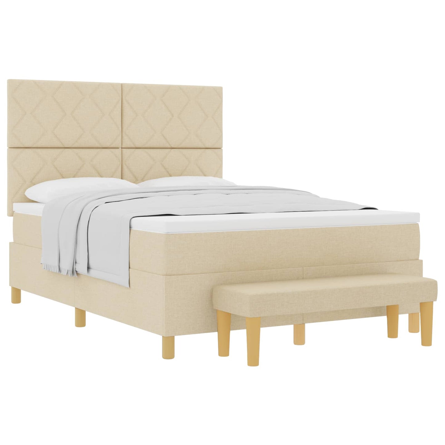 vidaXL Κρεβάτι με ελατήρια με μαξιλάρι Κρεμ 200 x 140 cm ύφασμα