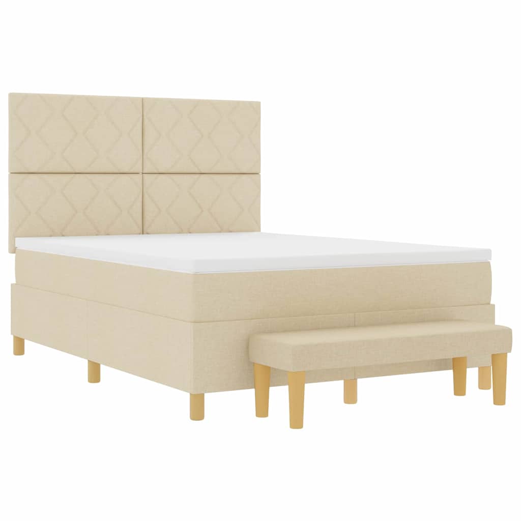 vidaXL Κρεβάτι με ελατήρια με μαξιλάρι Κρεμ 200 x 140 cm ύφασμα
