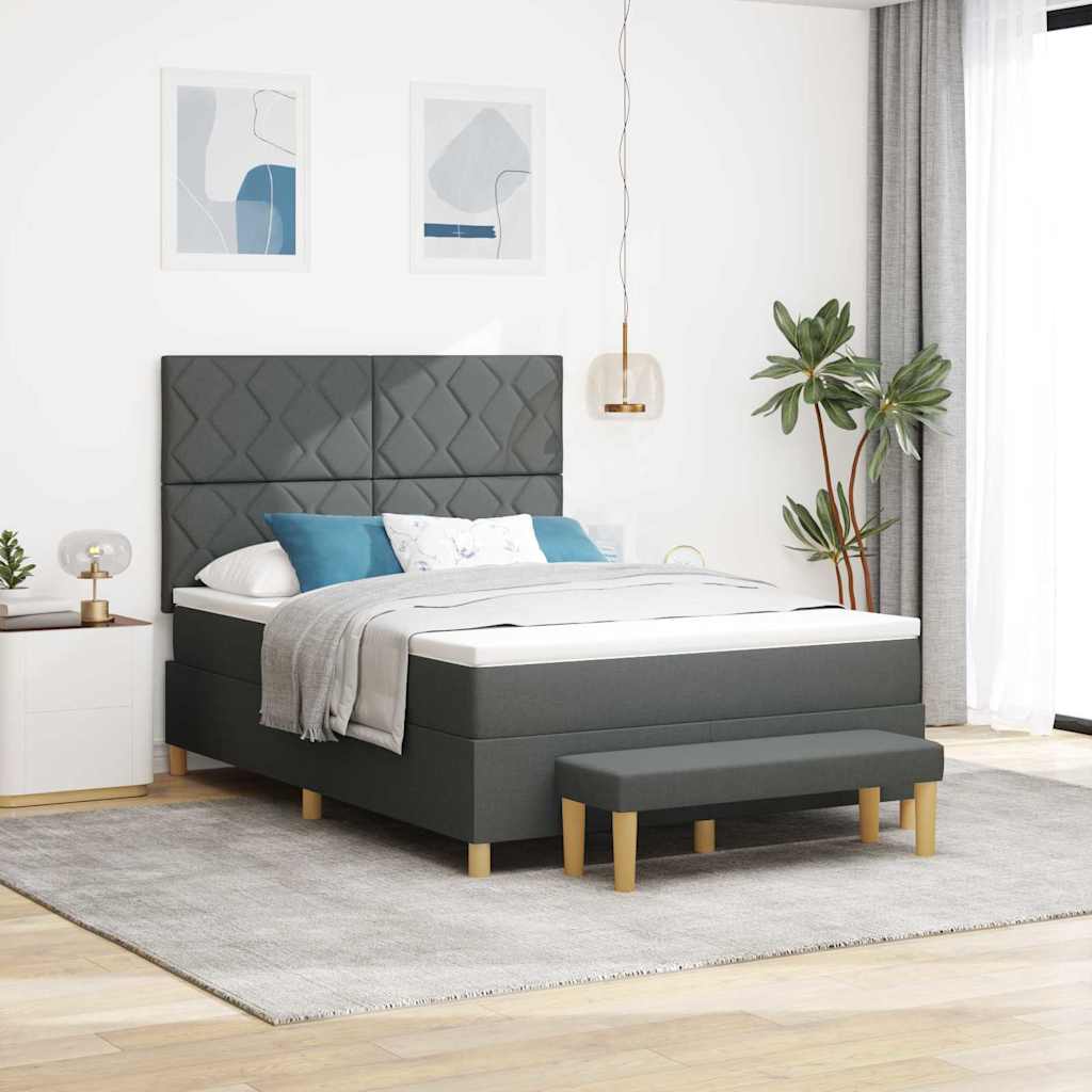 vidaXL Κρεβάτι με ελατήρια Σκούρο γκρι 200 x 160 εκατοστά ύφασμα