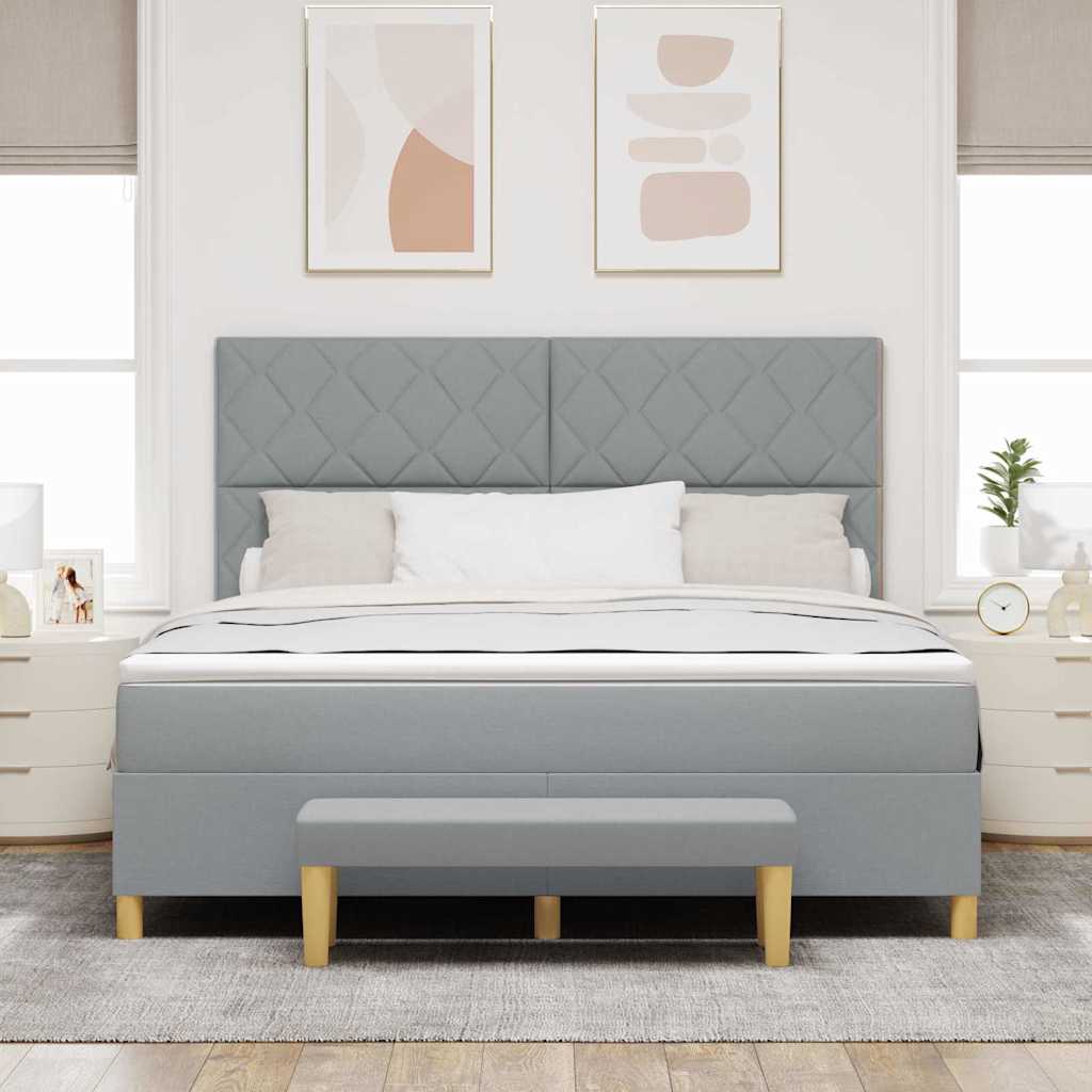 vidaXL Κρεβάτι με ελατήρια Ανοιχτό γκρι 200 x 180 cm ύφασμα