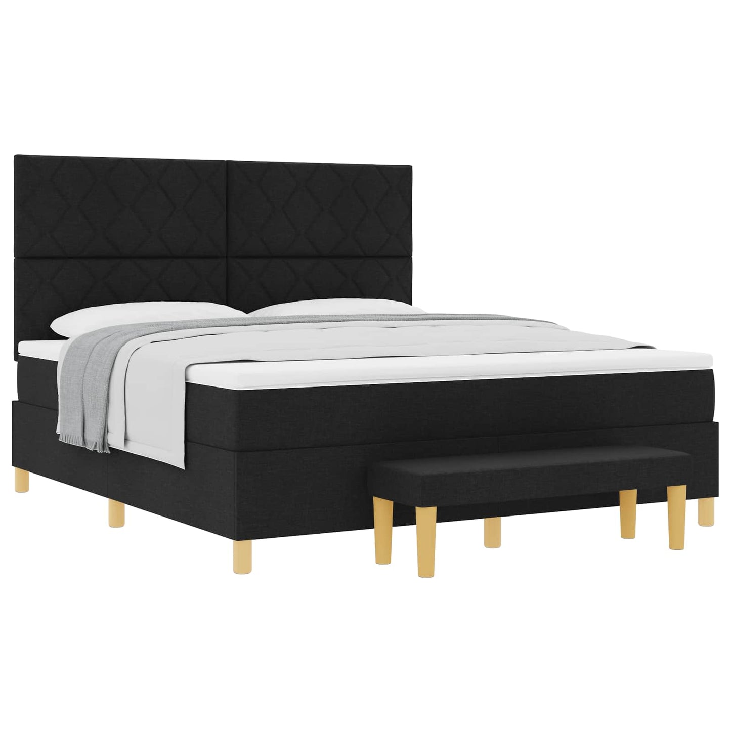 vidaXL Κρεβάτι με ελατήρια με κεφαλάρι Μαύρο 200 x 180 cm ύφασμα