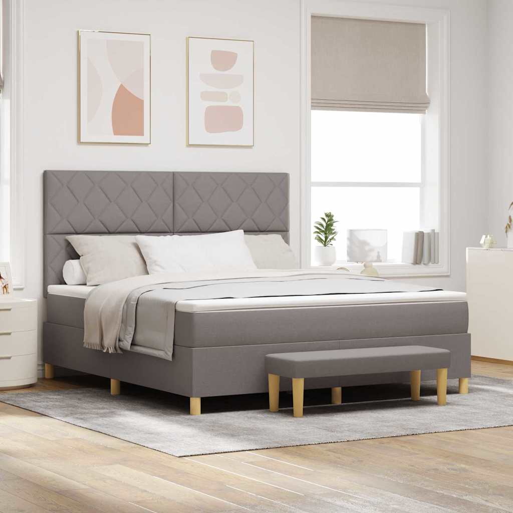 vidaXL Κρεβάτι με ελατήρια με κεφαλάρι Taupe 180 x 200 cm ύφασμα