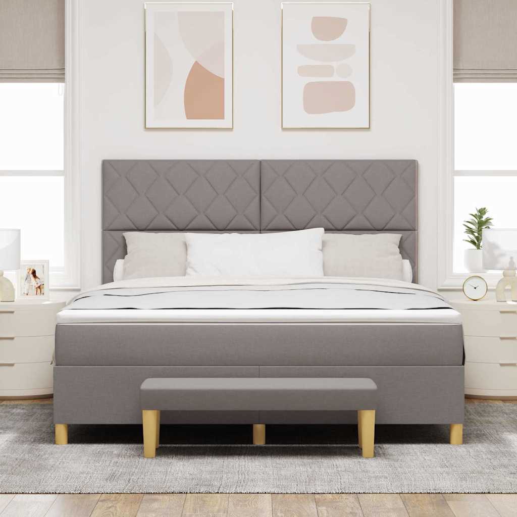 vidaXL Κρεβάτι με ελατήρια με κεφαλάρι Taupe 180 x 200 cm ύφασμα