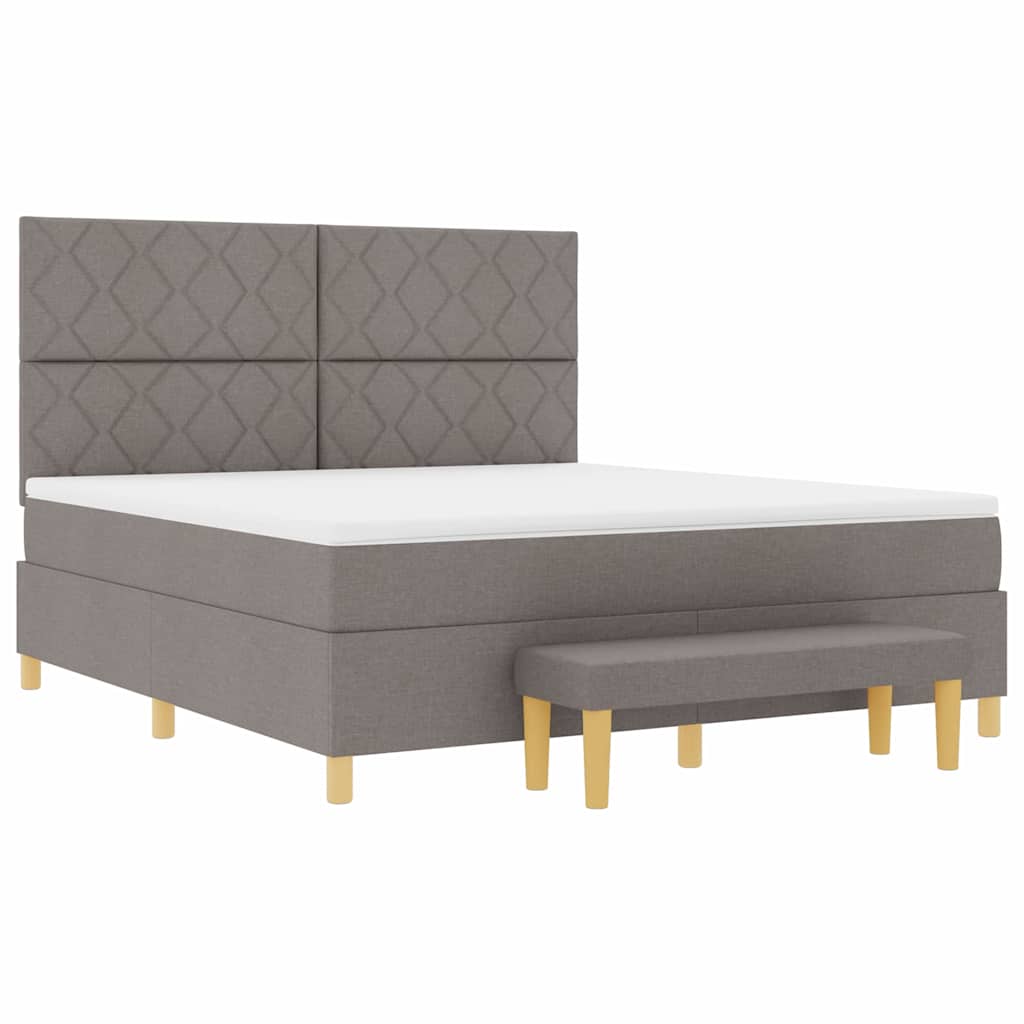 vidaXL Κρεβάτι με ελατήρια με κεφαλάρι Taupe 180 x 200 cm ύφασμα