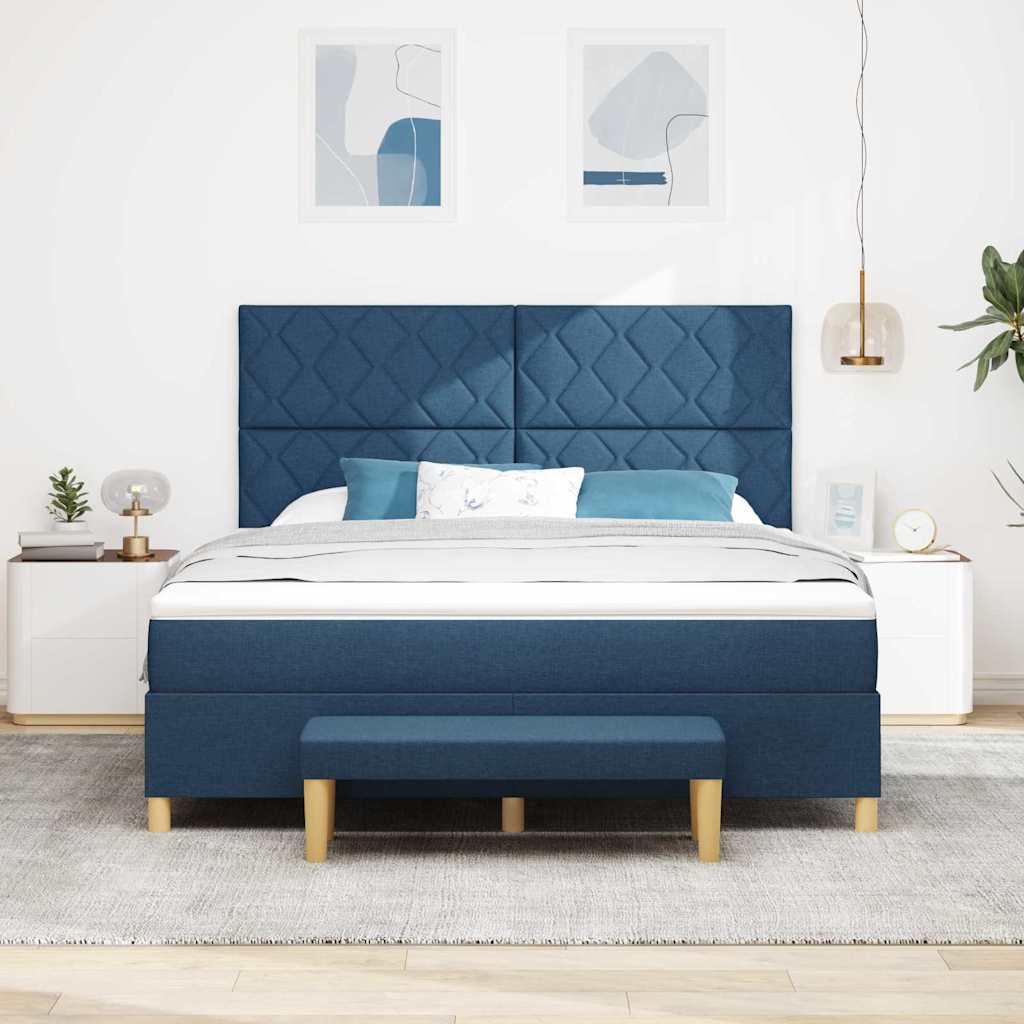 vidaXL Κρεβάτι με ελατήρια με κεφαλάρι Μπλε 200 x 180 cm ύφασμα