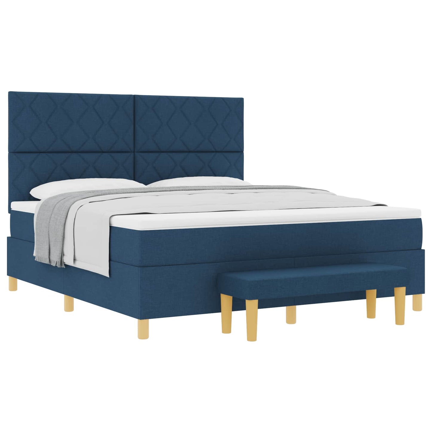 vidaXL Κρεβάτι με ελατήρια με κεφαλάρι Μπλε 200 x 180 cm ύφασμα