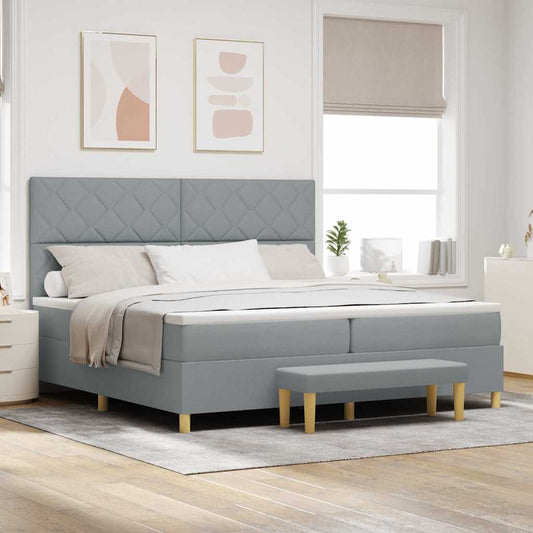 vidaXL Κρεβάτι με ελατήρια Ανοιχτό γκρι 200 x 200 cm ύφασμα