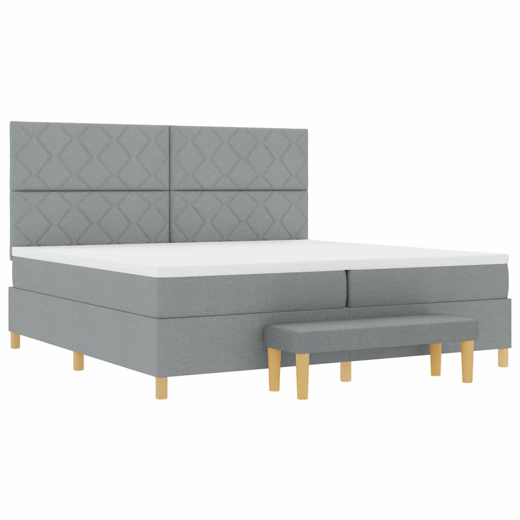 vidaXL Κρεβάτι με ελατήρια Ανοιχτό γκρι 200 x 200 cm ύφασμα