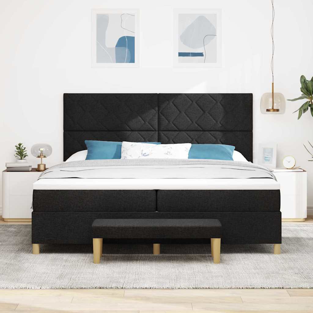 vidaXL Κρεβάτι με ελατήρια με κεφαλάρι Μαύρο 200 x 200 cm ύφασμα