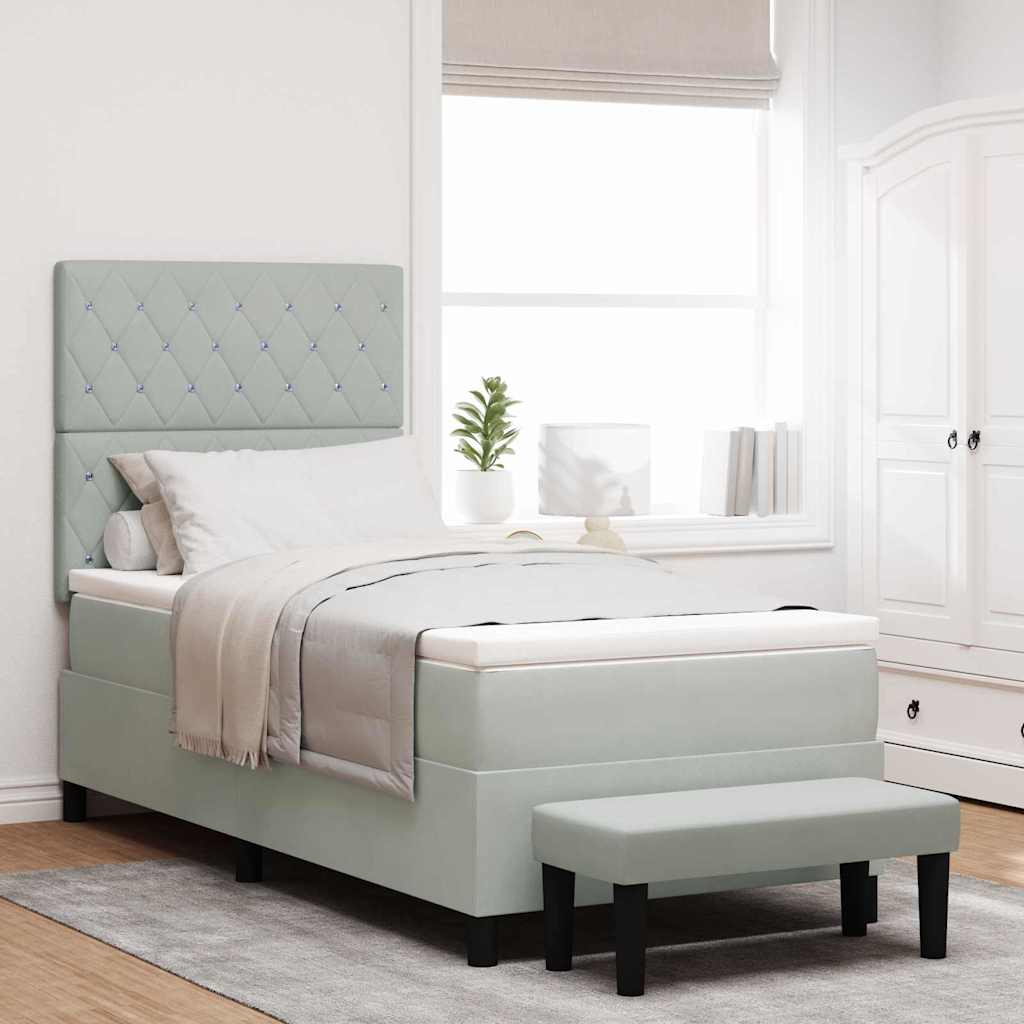 vidaXL Κρεβάτι με ελατήρια Ανοιχτό γκρι 190 x 90 cm Βελούδο