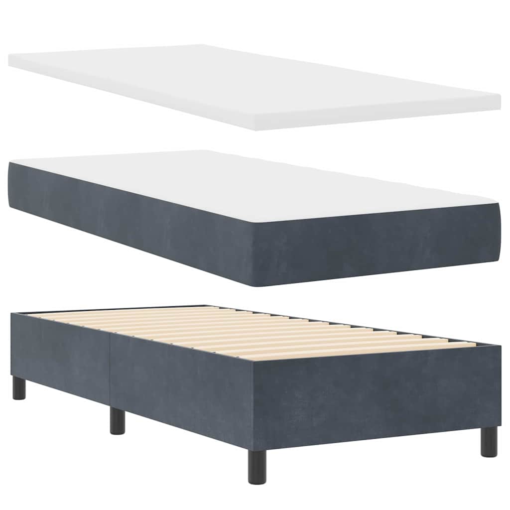vidaXL Κρεβάτι με ελατήρια Σκούρο γκρι 200 x 100 cm Βελούδο