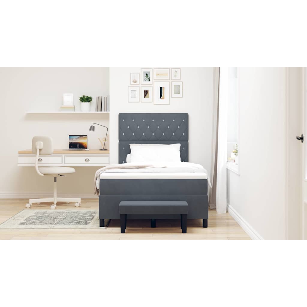vidaXL Κρεβάτι με ελατήρια Σκούρο γκρι 190 x 120 εκατοστά Βελούδο