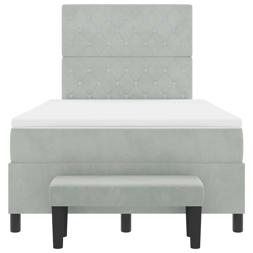 vidaXL Κρεβάτι με ελατήρια με στρώμα Ανοιχτό γκρι 120 x 200 cm Βελούδο