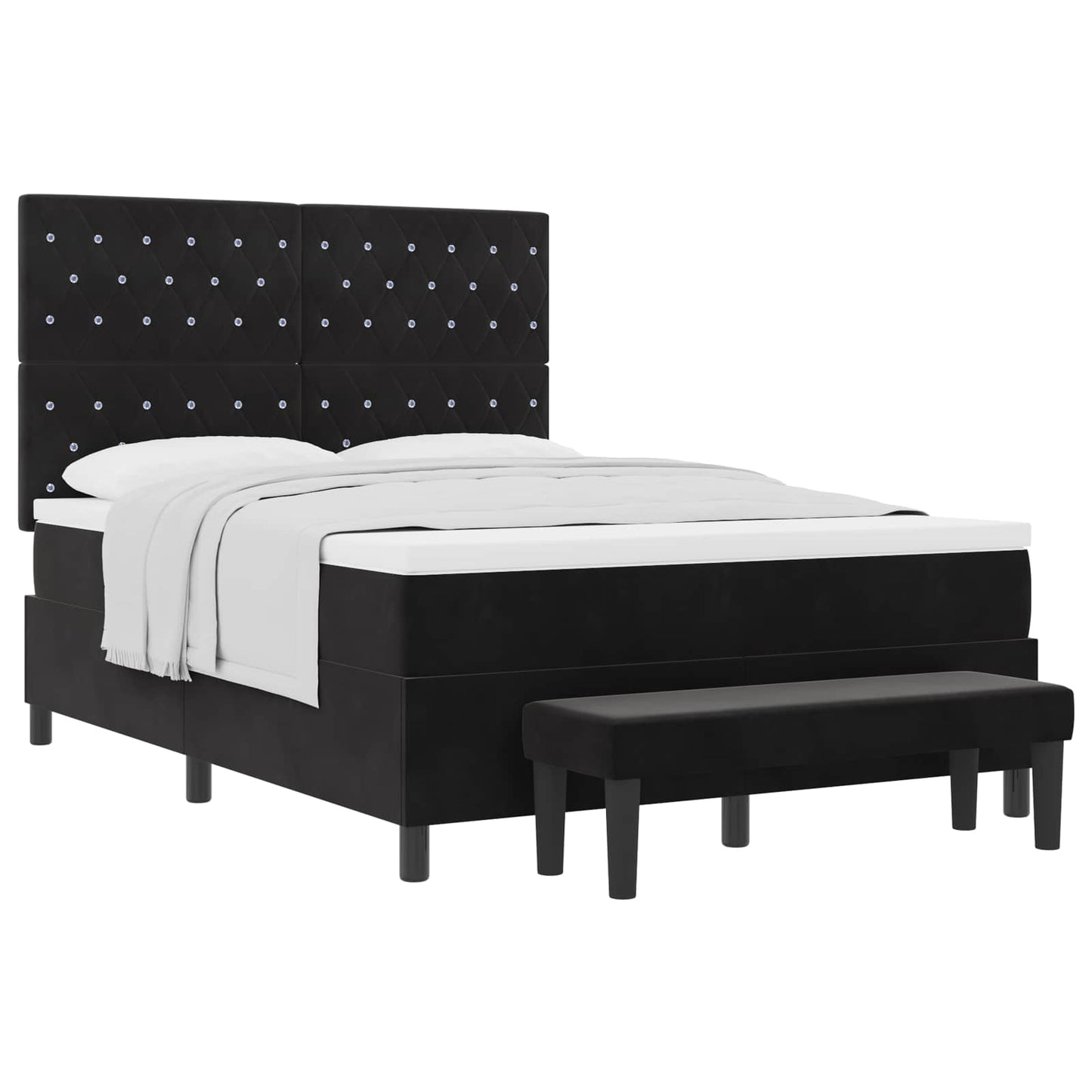 vidaXL Κρεβάτι με ελατήρια με κεφαλάρι Μαύρο 200 x 140 cm Βελούδο