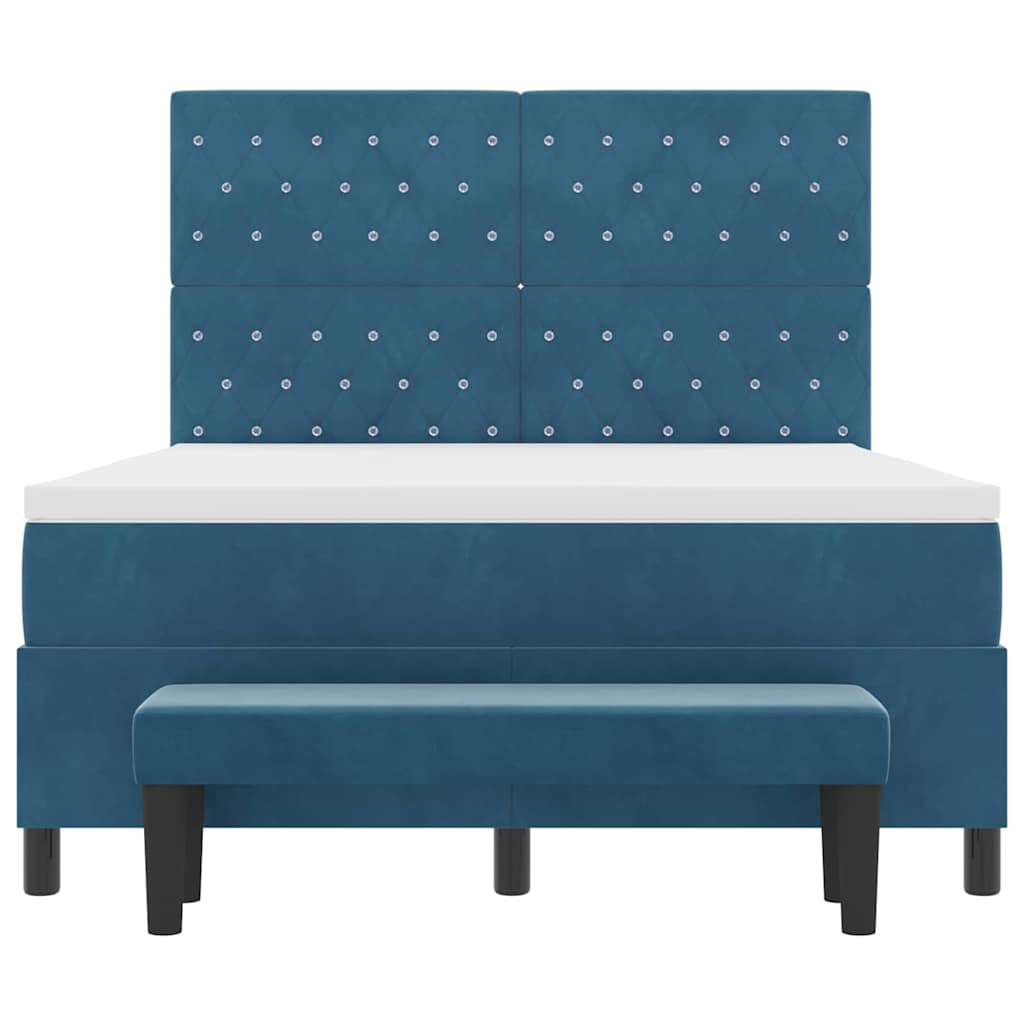 vidaXL Κρεβάτι με ελατήρια Σκούρο Μπλε 200 x 140 cm Βελούδο