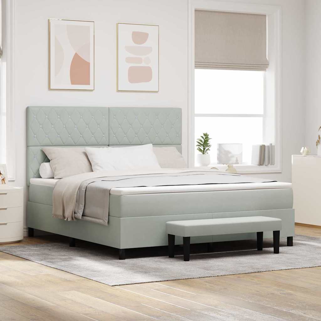 vidaXL Κρεβάτι με ελατήρια Ανοιχτό γκρι 200 x 180 cm Βελούδο