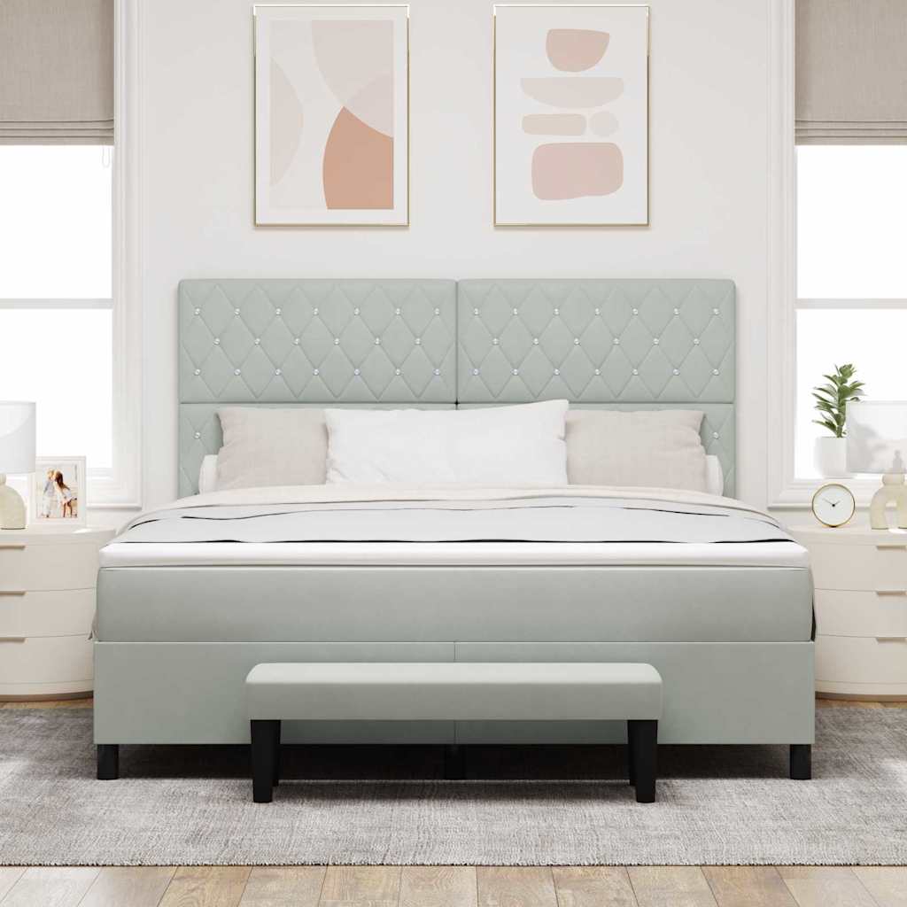 vidaXL Κρεβάτι με ελατήρια Ανοιχτό γκρι 200 x 180 cm Βελούδο