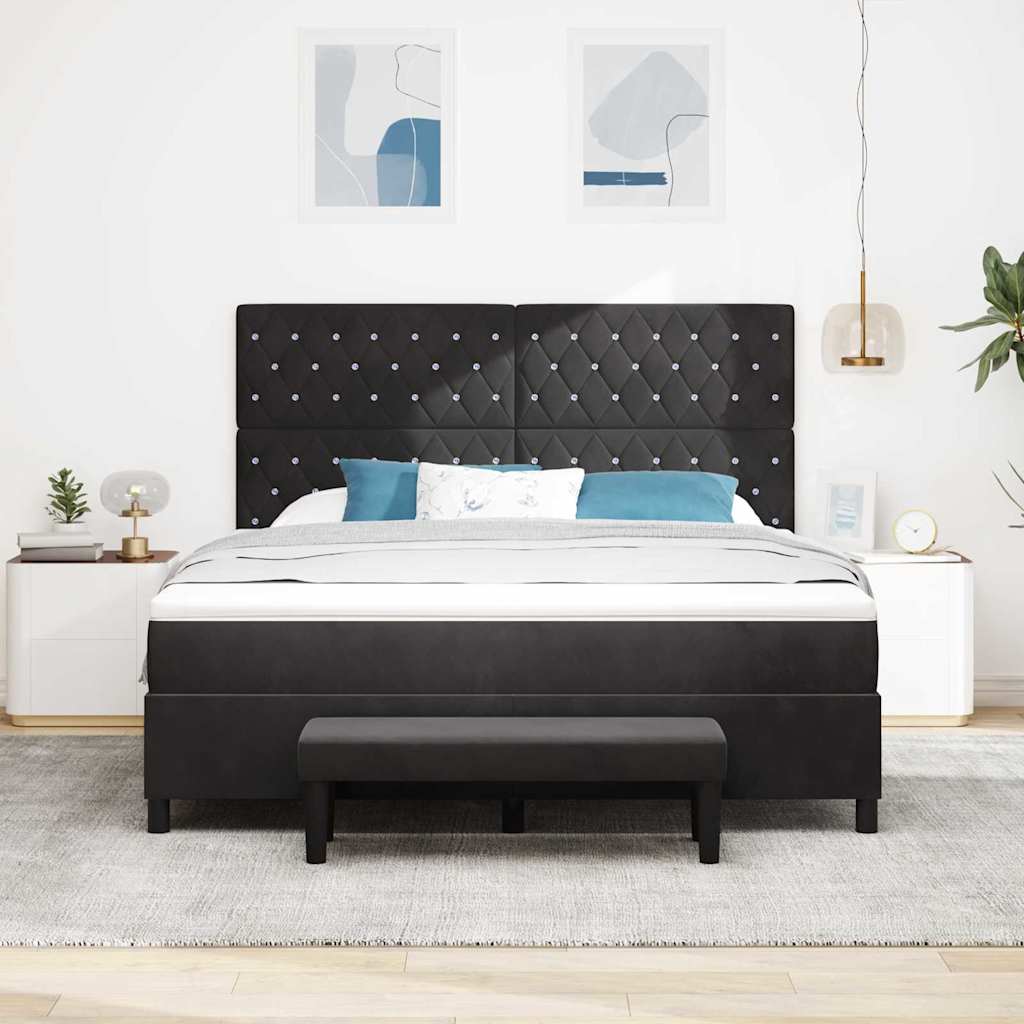 vidaXL Κρεβάτι με ελατήρια με κεφαλάρι Μαύρο 200 x 180 cm Βελούδο