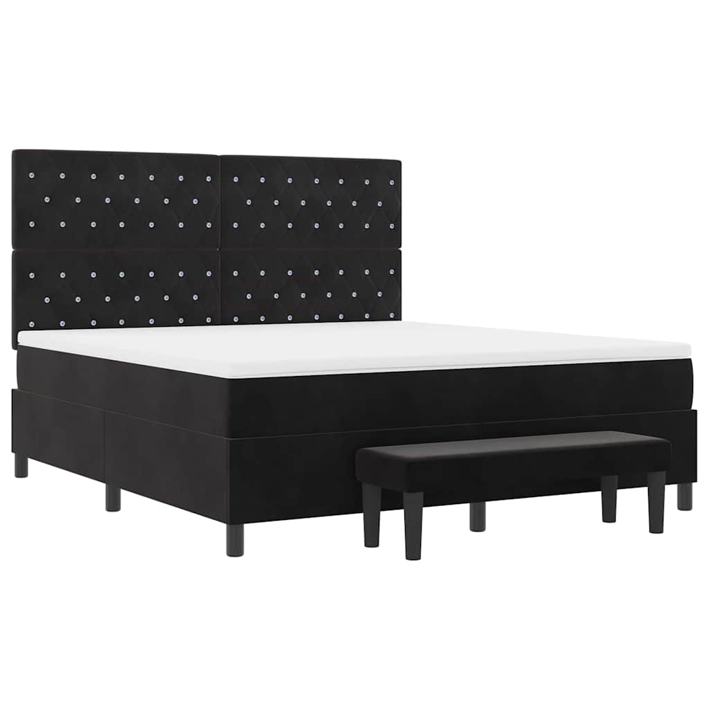 vidaXL Κρεβάτι με ελατήρια με κεφαλάρι Μαύρο 200 x 180 cm Βελούδο