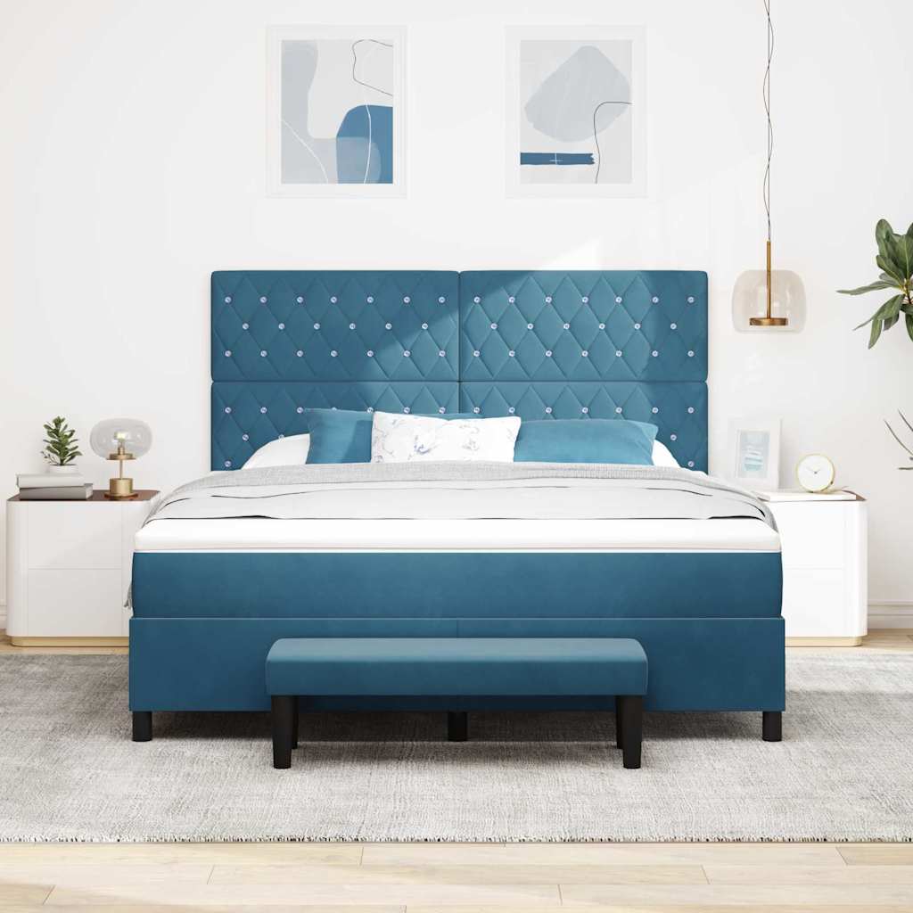 vidaXL Κρεβάτι με ελατήρια Σκούρο Μπλε 200 x 180 cm Βελούδο
