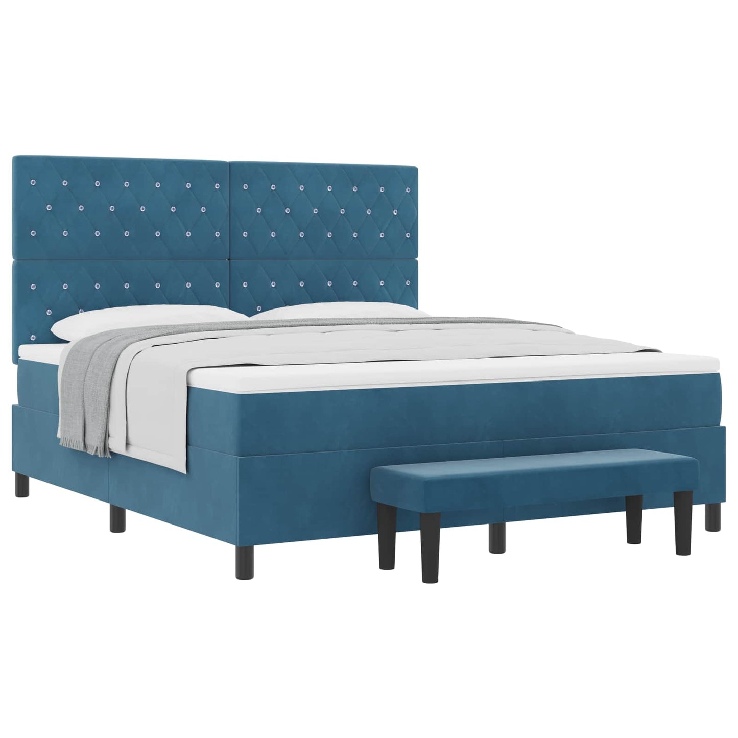 vidaXL Κρεβάτι με ελατήρια Σκούρο Μπλε 200 x 180 cm Βελούδο