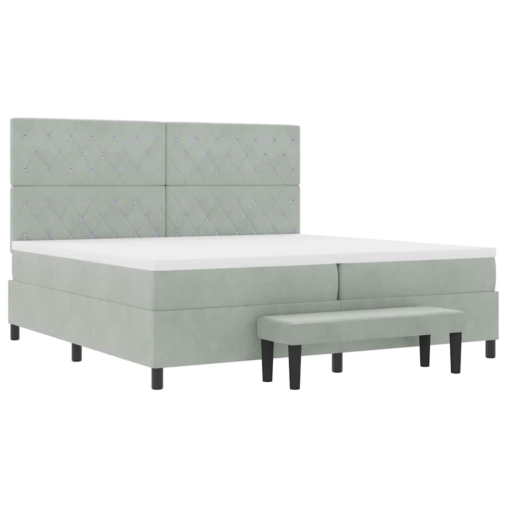vidaXL Κρεβάτι με ελατήρια Ανοιχτό γκρι 200 x 200 cm Βελούδο