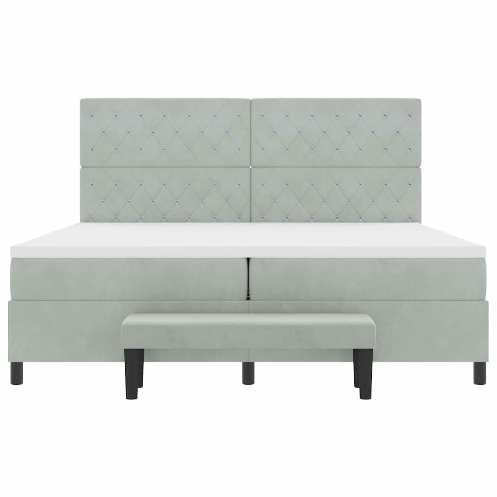vidaXL Κρεβάτι με ελατήρια Ανοιχτό γκρι 200 x 200 cm Βελούδο