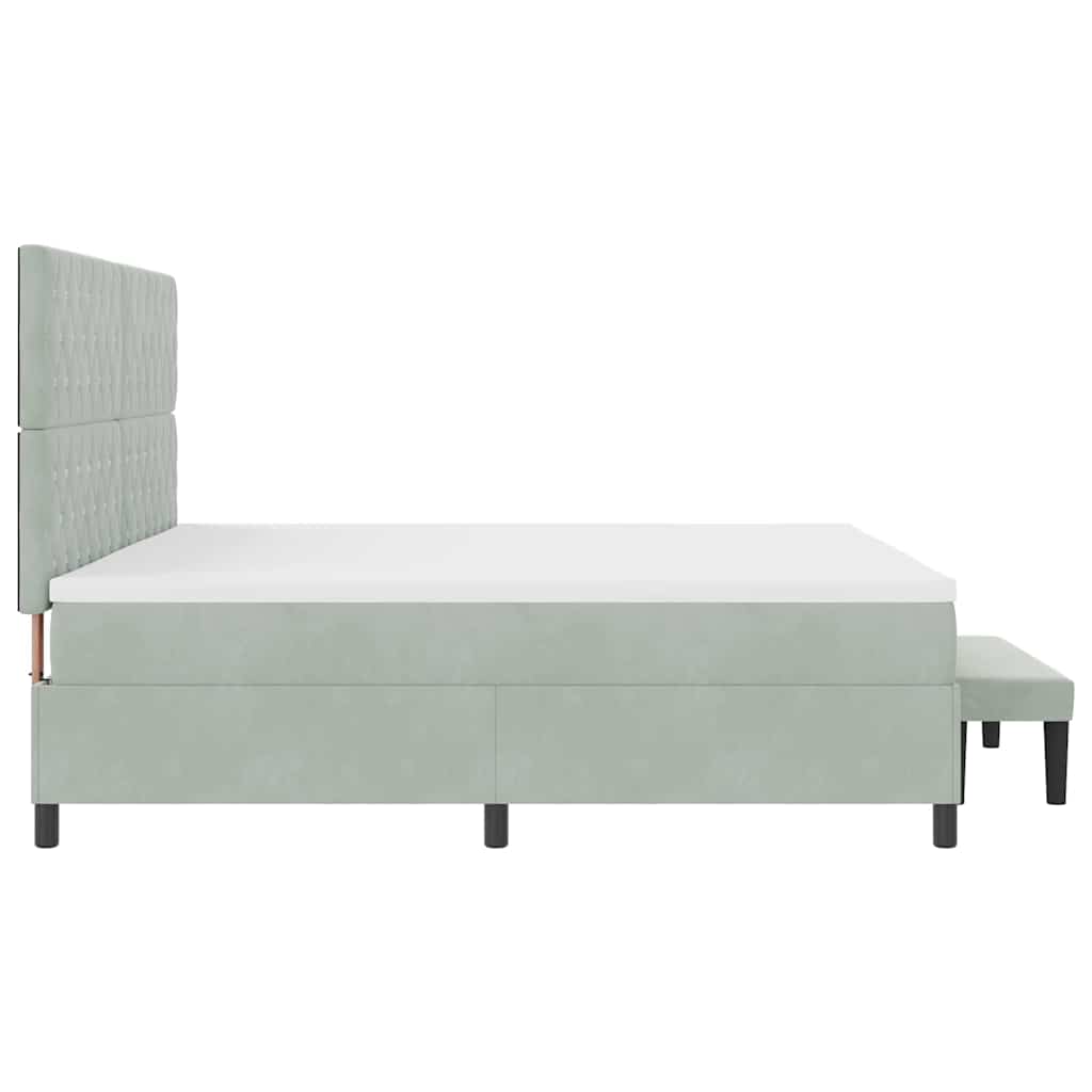 vidaXL Κρεβάτι με ελατήρια Ανοιχτό γκρι 200 x 200 cm Βελούδο