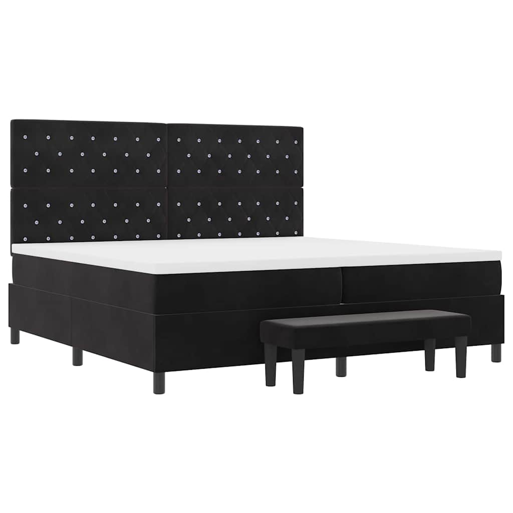 vidaXL Κρεβάτι με ελατήρια με στρώμα Μαύρο 200 x 200 cm Βελούδο