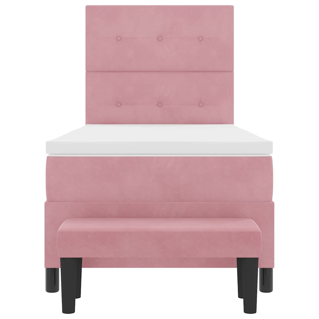 vidaXL Κρεβάτι με ελατήρια με στρώμα Ροζ 80 x 200 cm Βελούδο