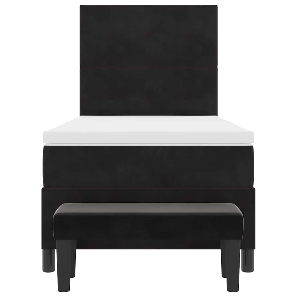 vidaXL Κρεβάτι με ελατήρια με στρώμα Μαύρο 90 x 200 cm Βελούδο
