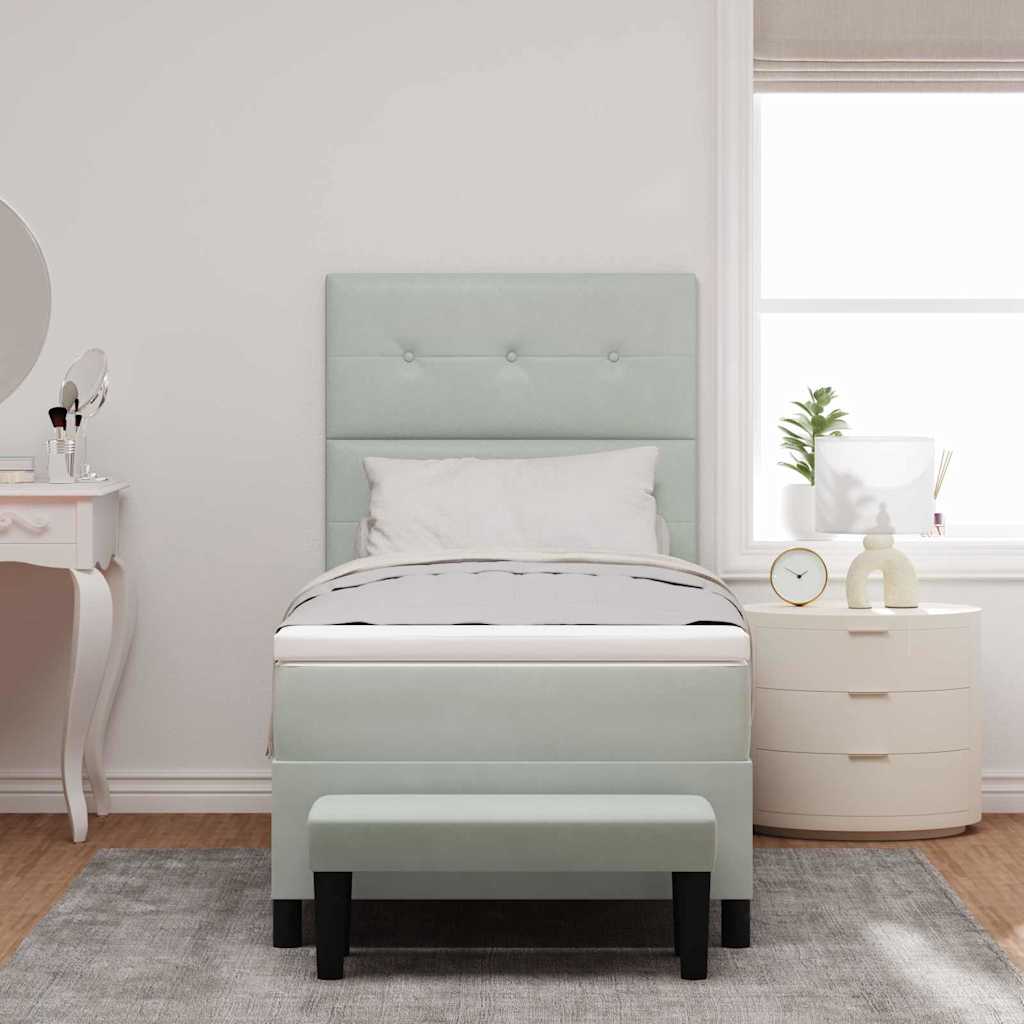 vidaXL Κρεβάτι με ελατήρια με στρώμα Ανοιχτό γκρι 100 x 200 cm Βελούδο