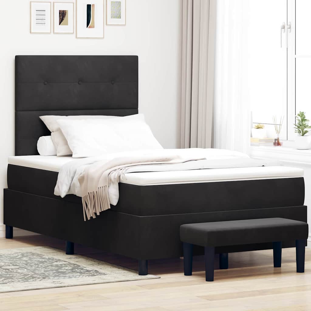 vidaXL Κρεβάτι με ελατήρια Μαύρο 200 x 120 εκατοστά Βελούδο