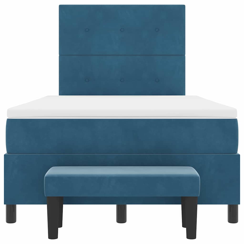 vidaXL Κρεβάτι με ελατήρια με στρώμα Σκούρο Μπλε 120 x 200 cm Βελούδο