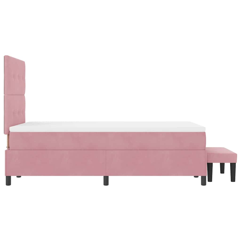 vidaXL Κρεβάτι με ελατήρια με στρώμα Ροζ 120 x 200 cm Βελούδο