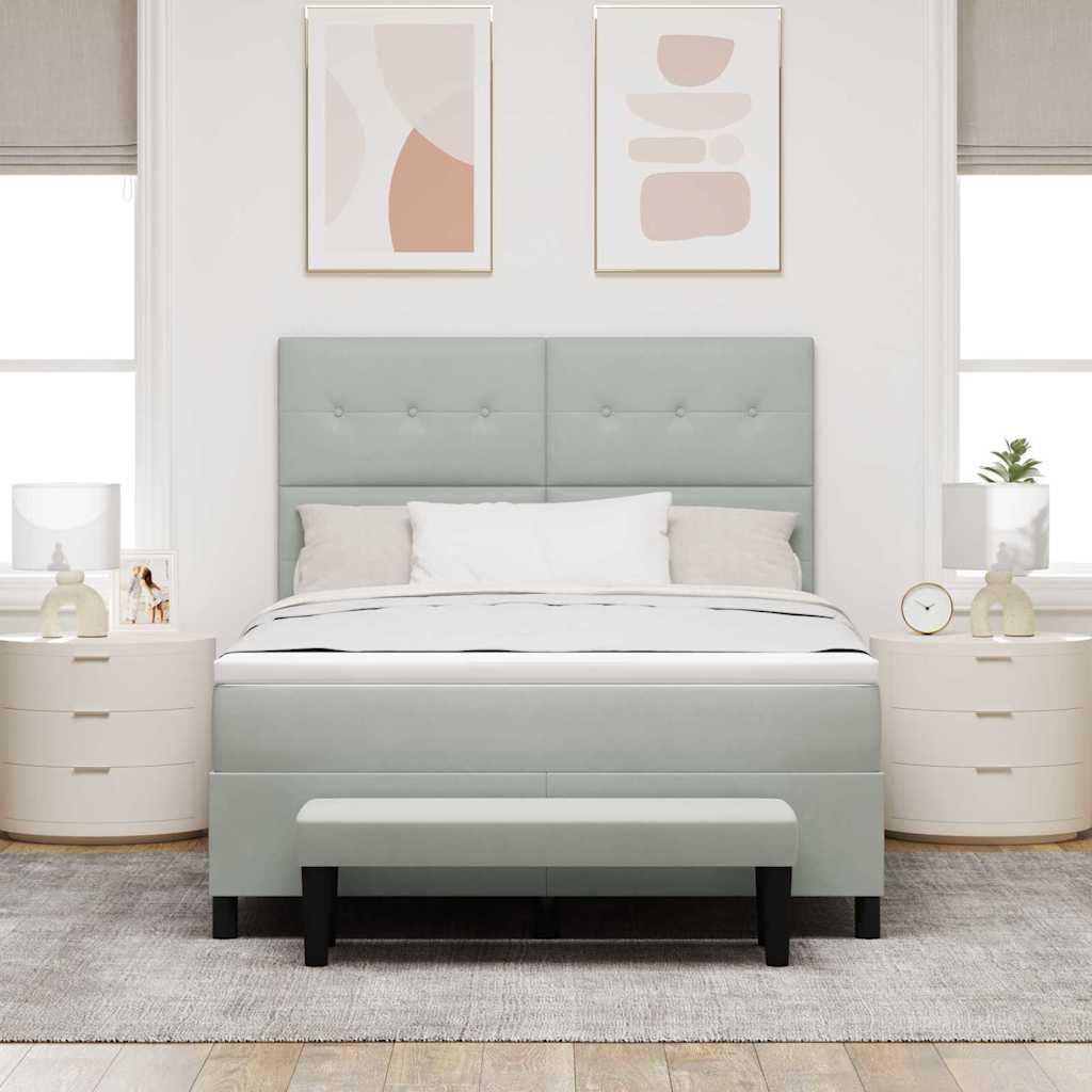 vidaXL Κρεβάτι με ελατήρια με στρώμα Ανοιχτό γκρι 140 x 200 cm Βελούδο